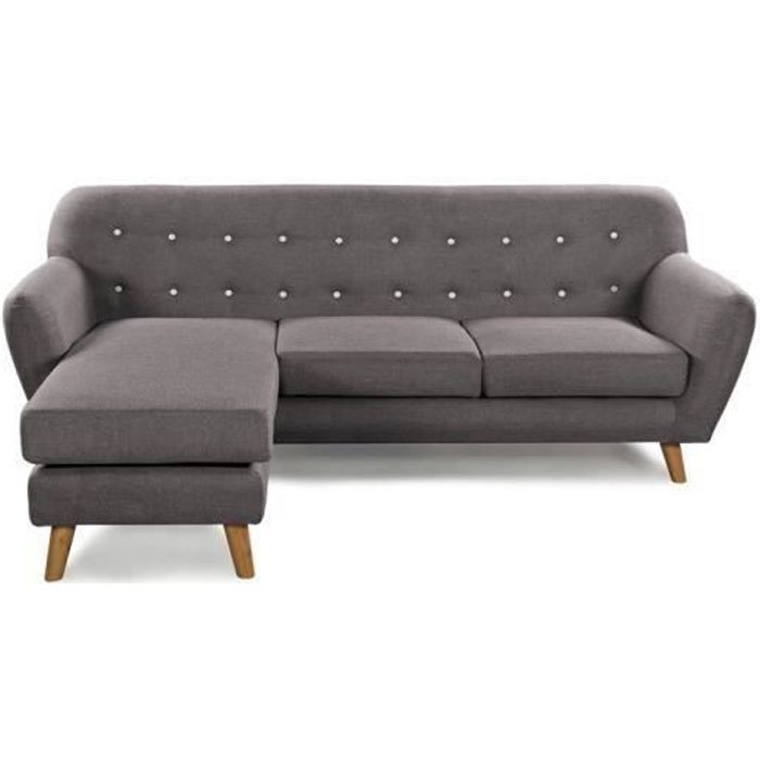 Canapé angle réversible 3 places gris - Sven - DESIGNETSAMAISON Canapé angle réversible 3 places gris - Sven - DESIGNETSAMAISON