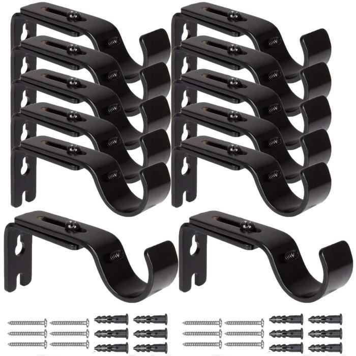 12Pcs Supports de Tringle à Rideau Réglables, Supports Murale Réglables