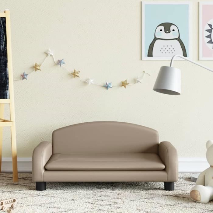 Canapé Enfant Similicuir Cappuccino 80x45x30 Cm | Cadre Pin Massif, Rembourrage Mousse, Capacité 50 Kg | Pour Enfants 3-6 Ans, Assemblage Requis