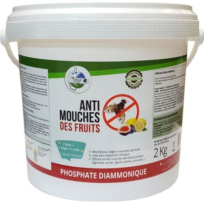 Phosphate diammonique TERRA NOSTRA 161615 Mouches des fruits A Diluer Seau 2 kg