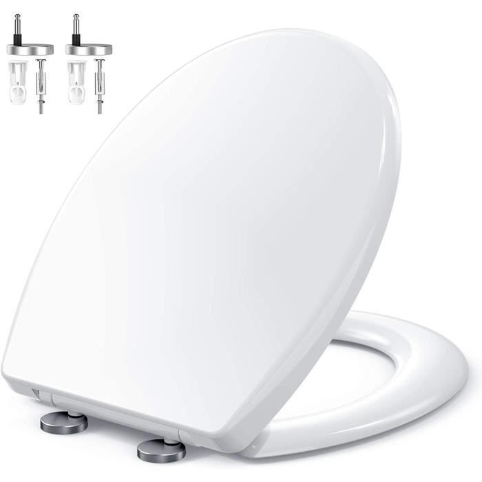 HOMELODY® Abattant WC avec Frein de Chute Siège de Toilette Cuvette WC  Blanc Antibactérien Démontage et Installation à Un Bouton - Cdiscount  Bricolage