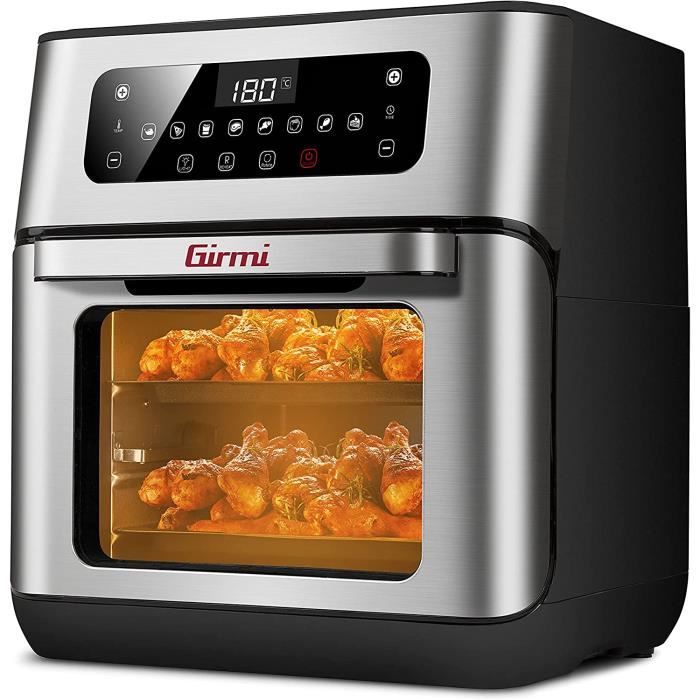 Freidora de aire - BOURGINI Air Fryer, 1500 W, 4 l, Negro y plateado