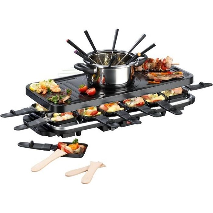 GOURMETmaxx Raclette et fondue Set XXL pour 12 personnes à fondue au fromage noir Cdiscount GOURMETmaxx Raclette et fondue Set XXL pour 12 personnes à fondue au fromage noir Cdiscount