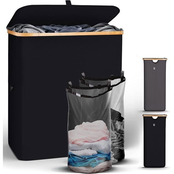 Panier à Linge Pliable 90L - Tissu Oxford, Poignées, économie D'espace | Pour Salle De Bain, Chambre, Rangement