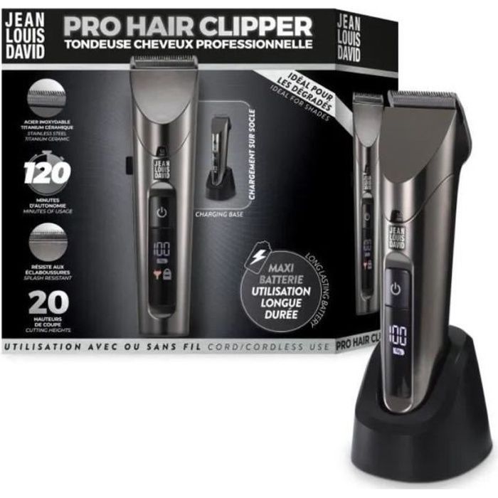 Tondeuse Pro Hair Clipper de JEAN LOUIS DAVID pour une coupe nette et précise Neuf