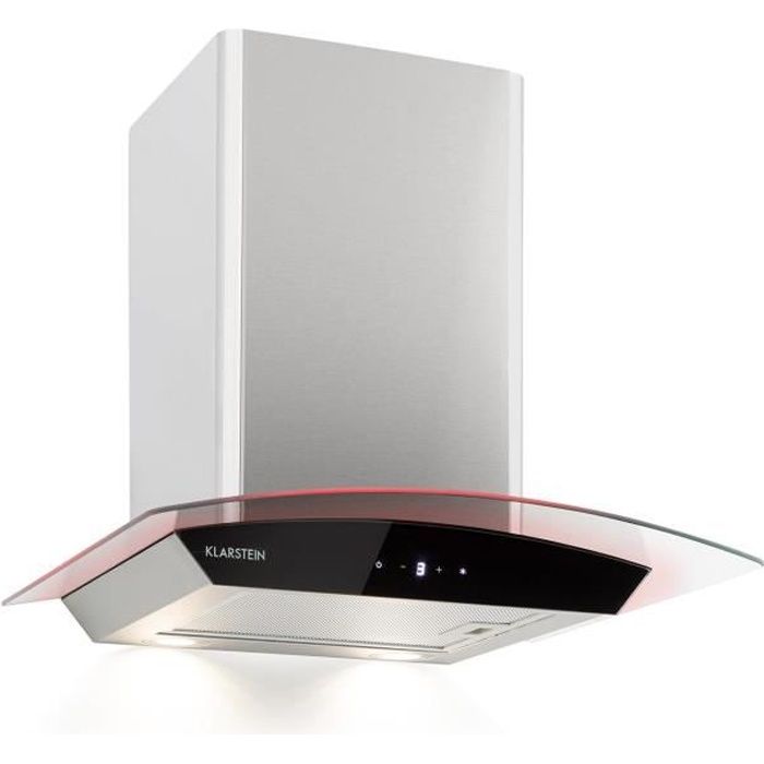 Klarstein Gloria Hotte Aspirante 60cm Extraction 580 M H 3 Vitesses De Ventilation Moteur 190 W Classe B Noir Argent Achat Vente Hotte Cdiscount