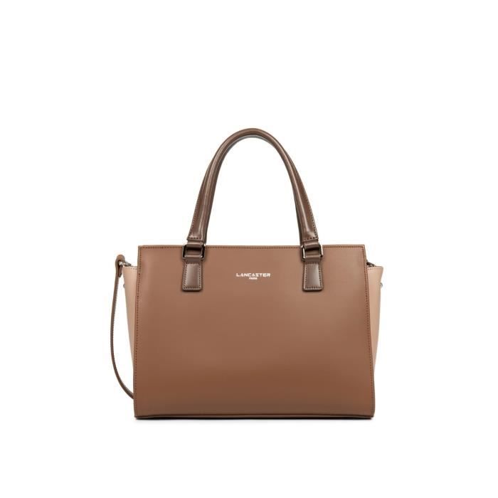 sac a main lancaster en cuir ref 38651 vison nfma 29*21*13 cm