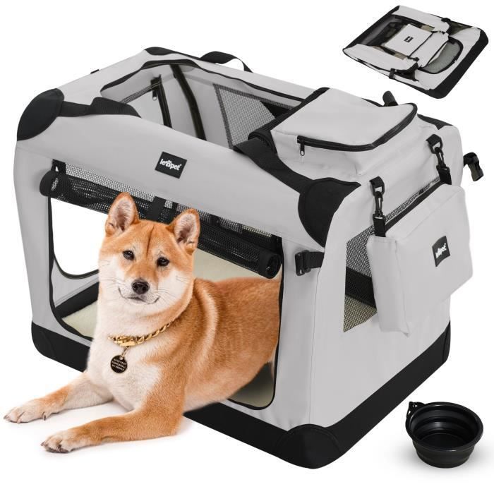 Comparer les prix de Leopet® Sac De Transport Pour Chiens - Gamelle, Pliable, Respirant, Taille L, Gris - Bagage, Panier Pour Animal De Compagnie, Voyage