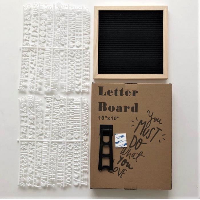 Tableau à Lettres En Feutre 25x25 Cm Avec 340 Lettres - Cadre Bois, Support Inclus - Pour Décoration, Messages, événements - 3