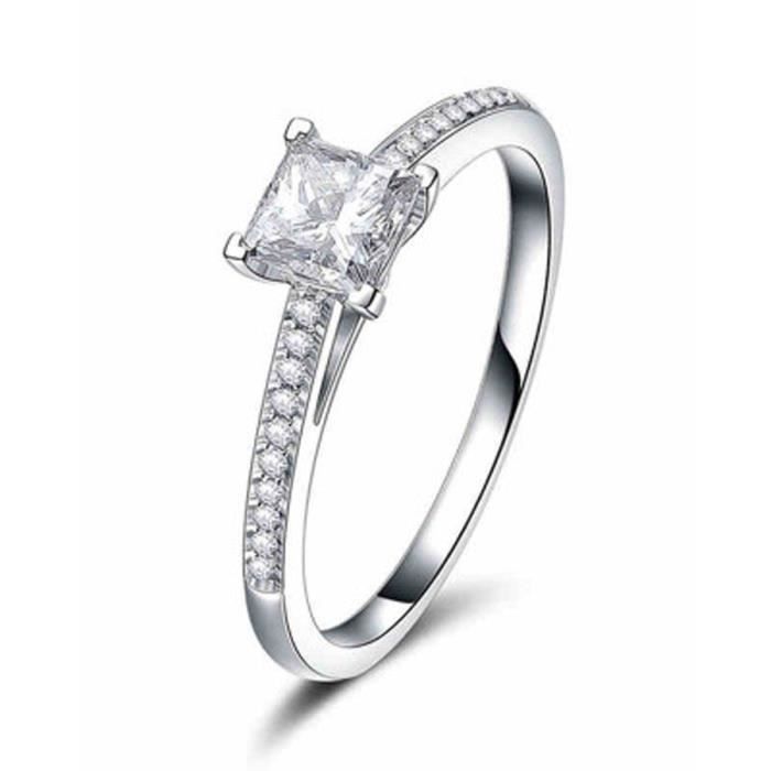Superbe Bague De Fiancailles Mariage Plaquee Argent Avec