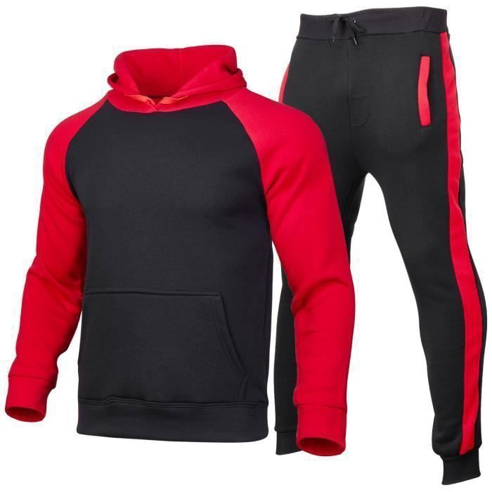 Ensemble De Survetements 2 Pieces pour Hommes Multisport Noir Rouge Manches longues Respirant Noir rouge Cdiscount Pret a Porter