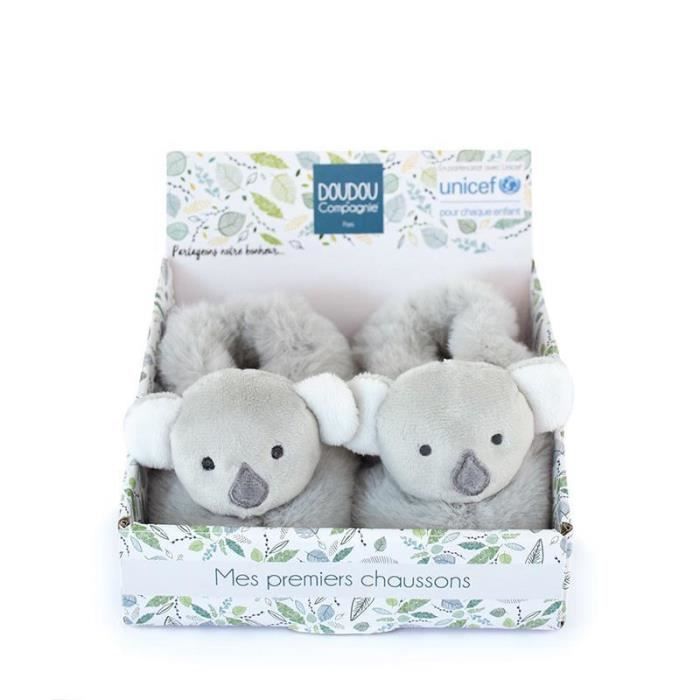 Chaussons Bébé Hochet Yoca Le Koala Doudou Et Compagnie - 0-6 Mois Boîte Cadeau