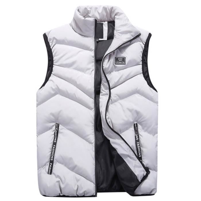 Doudoune sans Manche Homme Col Montant Blanc - Cdiscount Prêt-à-Porter
