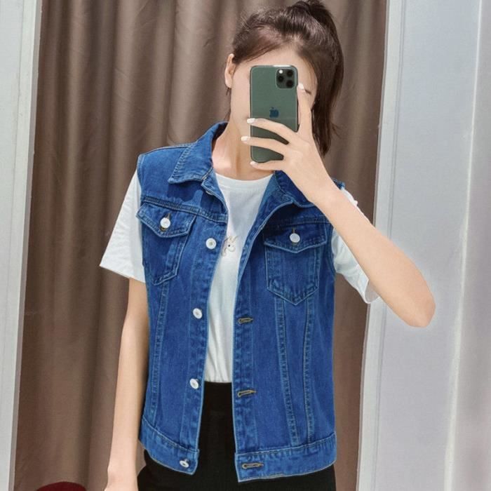 Veste jean rouge discount femme