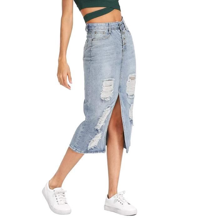 jupe jean fendue devant