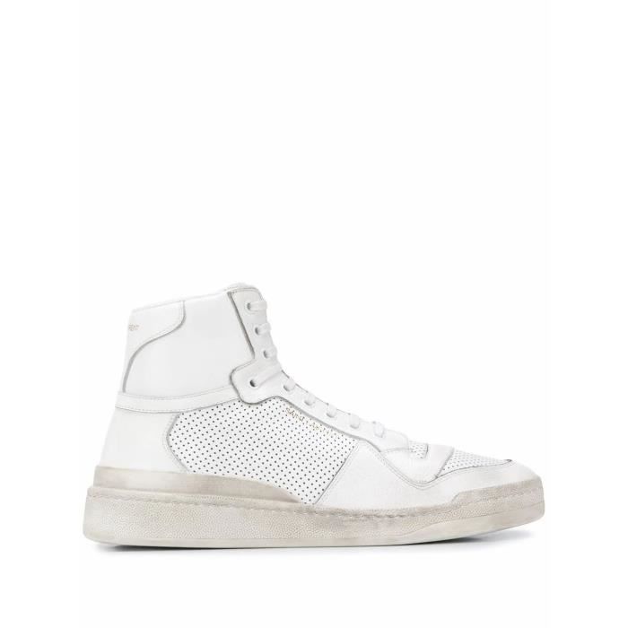 SAINT LAURENT HOMME 6106181JZ509030 BLANC CUIR BASKETS MONTANTES Blanc Cdiscount Chaussures