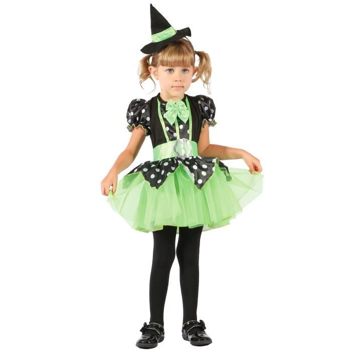 Costume halloween sorciere verte fille