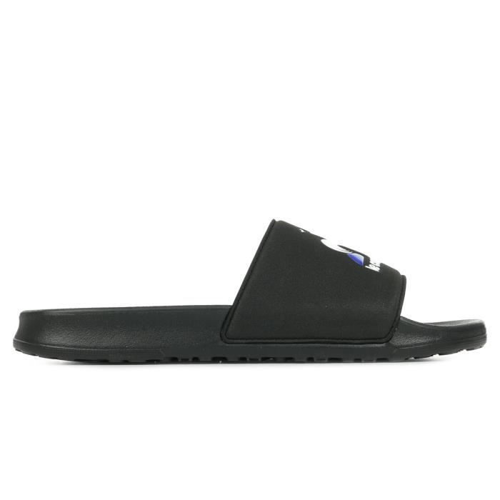 Chaussures Slide Unisexe Le Coq Sportif - Tige Cuir Synthétique, Semelle Polyuréthane - Logo Embossé - Bleu Et Blanc