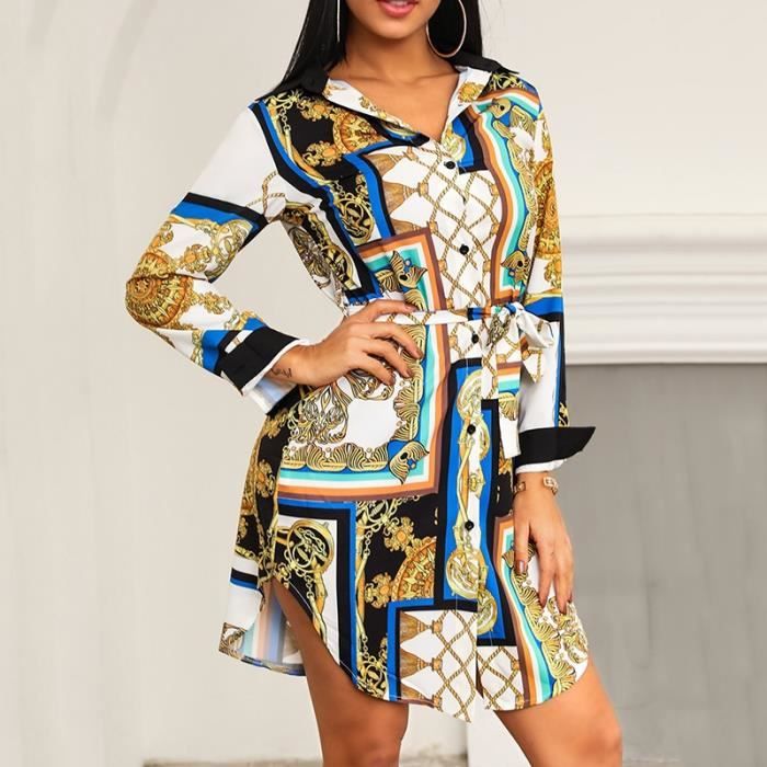 Robe Robe Mini l gante col rabattu tenue de soir e boutons