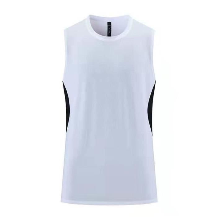 Ensemble de survêtement 2 pièces sans manches pour homme avec débardeur et short à cordon de serrage - Tenue décontractée - Pour gym, course à pied, football, blanc, M Ensemble de survêtement 2 pièces sans manches pour homme avec débardeur et short à cordon de serrage - Tenue décontractée - Pour gym, course à pied, football, blanc, M