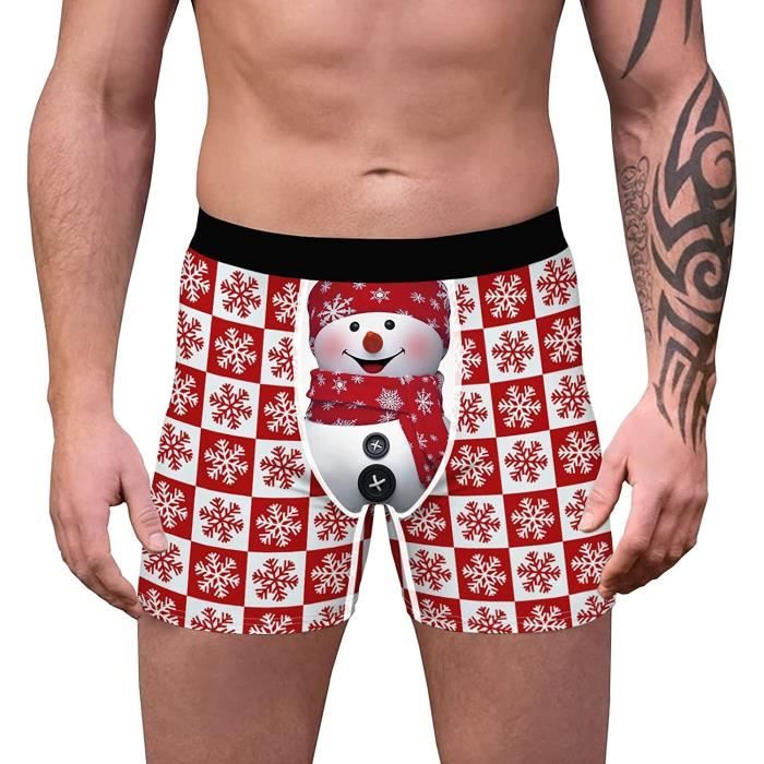 BOXER SHORTY Noel Rouge Boxer Homme Nuisette Sexy Erotique Lingerie de Nuit sous vetement Bas de Pyjama Cosplay Costume de Pere Blanc ecru Cdiscount Pret a Porter