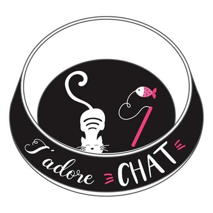 Meilleurs prix pour Gamelle pour Chat - PARIS PRIX - Modèle 'j'adore' - 19cm - Noir & Blanc - Plastique