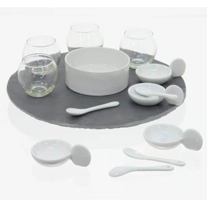 Plateau Apero Rond Tournant Avec 14 Pieces La Cave Cdiscount