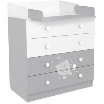 Ourson Teddy Commode 4 Tiroirs Blanc Gris Commode 4 Tiroirs