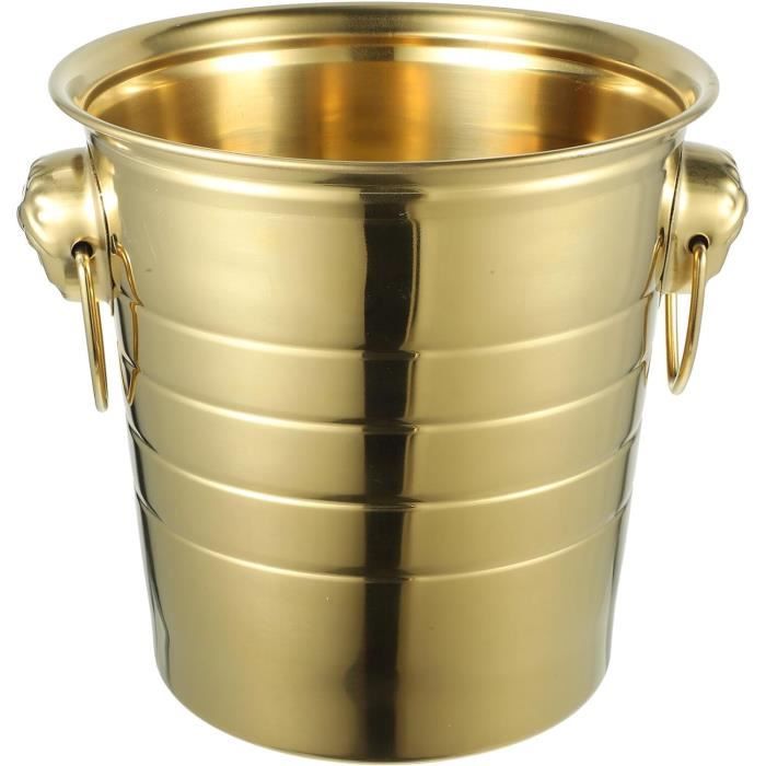 Seau à Glace En Acier Inoxydable 3L Doré - Rafraîchisseur Vin Et Boissons Pour Fêtes