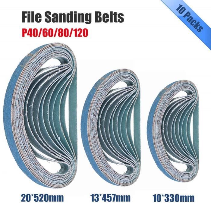 Lot de 20 bandes abrasives en oxyde de zirconium pour finition en alliage d/'aluminium et acier inoxydable 13 x 457 mm 120 g