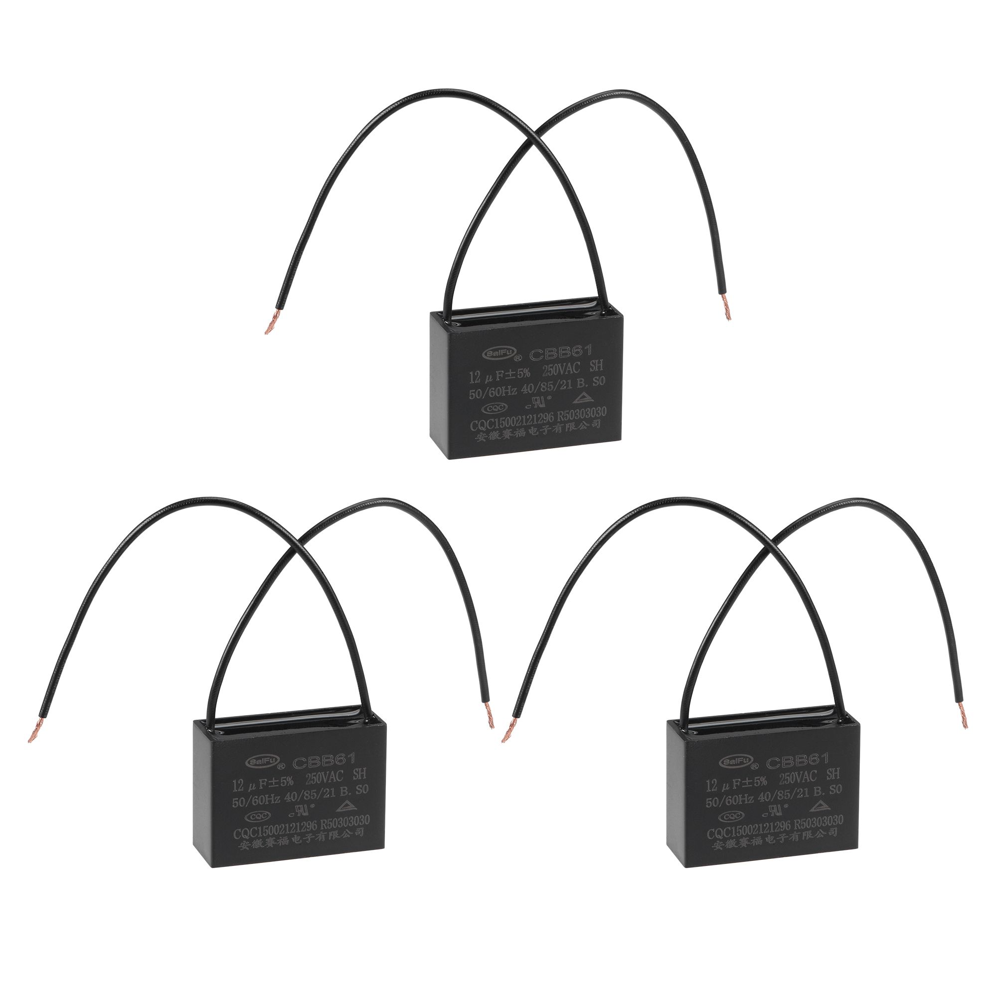 Lot De 3 Condensateurs CBB61 4µF 250V - 2 Fils - Dimensions 38x28x18mm - Marque Uxcell