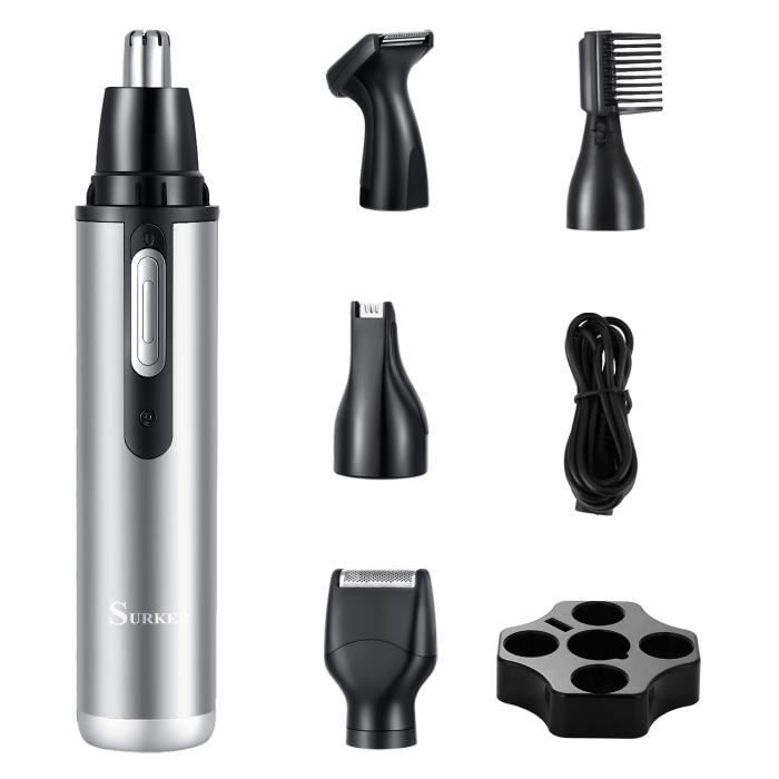 SURKER Tondeuse Nez Oreilles Rasoir -Sourcils et Soins du Visage pour Hommes et Femmes à Piles Étanche