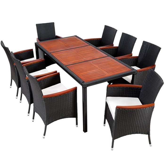 Tectake Salon De Jardin Los Angeles 8 Chaises Et 1 Table En