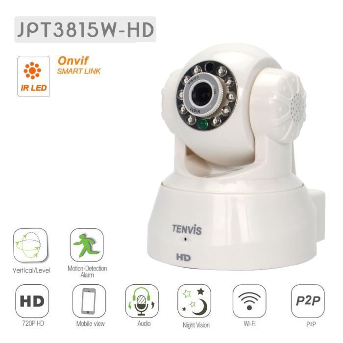 Tenvis JPT3815W HD Cam ra de surveillance HD 720P 1280x720 H264 IP