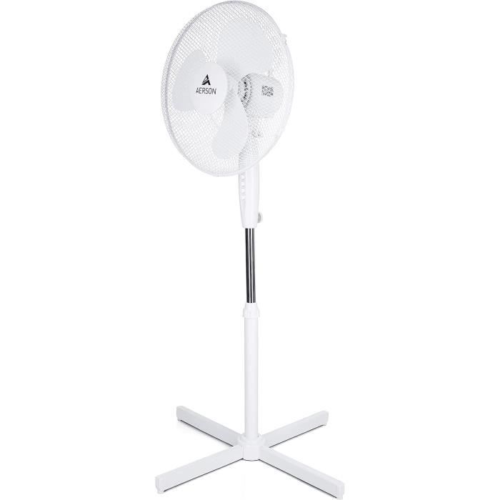 Ventilateur Sur Pied 40 Cm Baroni Home - 3 Vitesses, Oscillation 110° - Hauteur Réglable 103-126 Cm - Classe A, 40 W - Sécurité Grille Protection