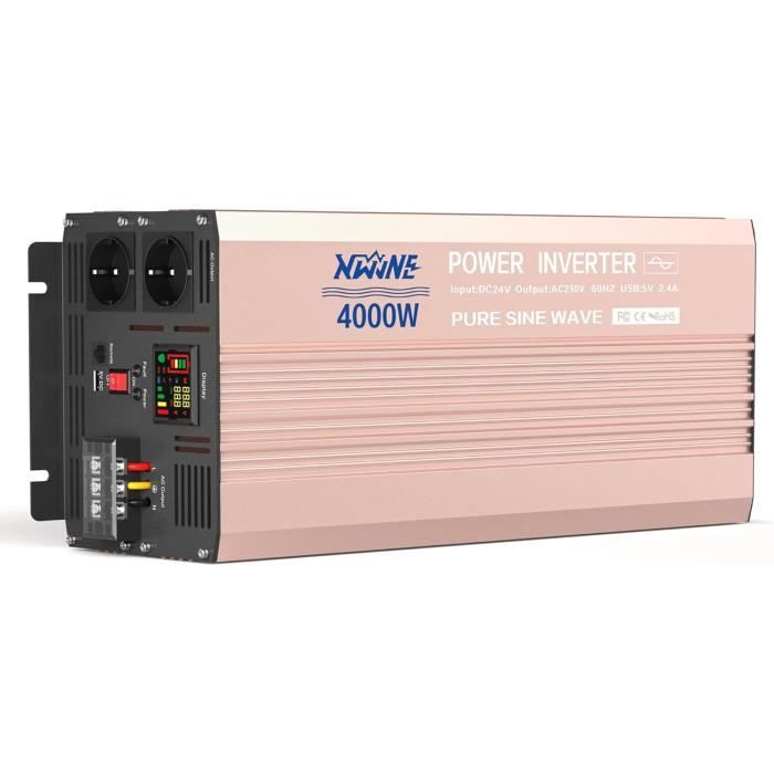 Convertisseur PUR Sinus 3000W Onduleur 24V A 220V Onde Sinusoidale Pure Power Inverter