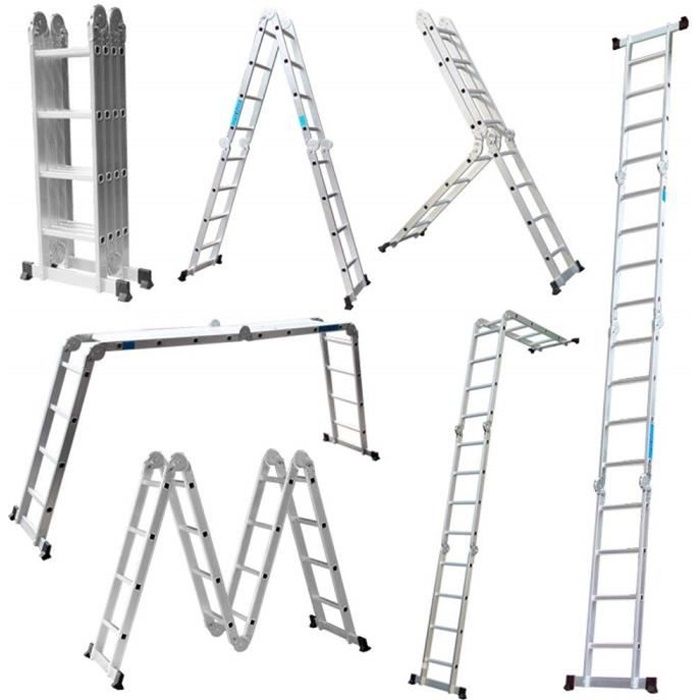 Scala Multiuso UISEBRT 6 In 1 - Pieghevole In Alluminio, 4x4 Gradini, Piattaforma, Portata 150 Kg, Ideale Per Casa E Giardino - Foto 3