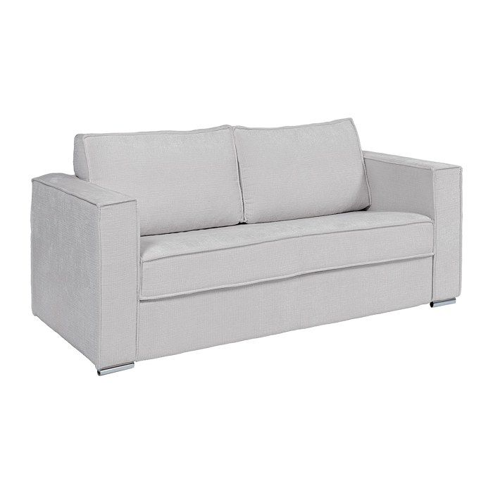 Canapé 4 places convertible express en tissu chenille gris clair - Couchage à lattes larges 160 cm - Matelas 18 cm LORETO