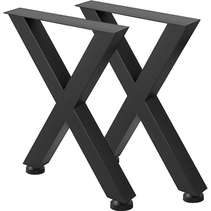 2 Pieds de table - VEVOR - 400 x 395 mm - Forme X - Charge Max 1000 KG - Pied de meuble métal - Noir