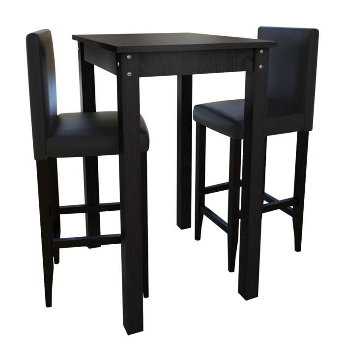 Set de 1 table de bar et 2 tabourets noir 160726