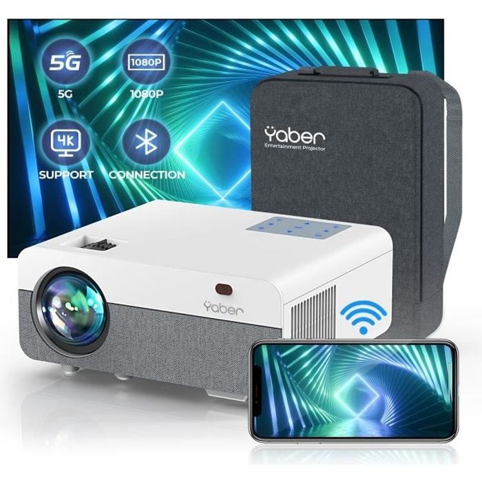 Videoprojecteur Full HD 5G WiFi Bluetooth,YABER V10 10000L Projecteur  Bluetooth 5.1 Bidirectionnel avec,Rétroprojecteur 1080P Suppor - Cdiscount  TV Son Photo