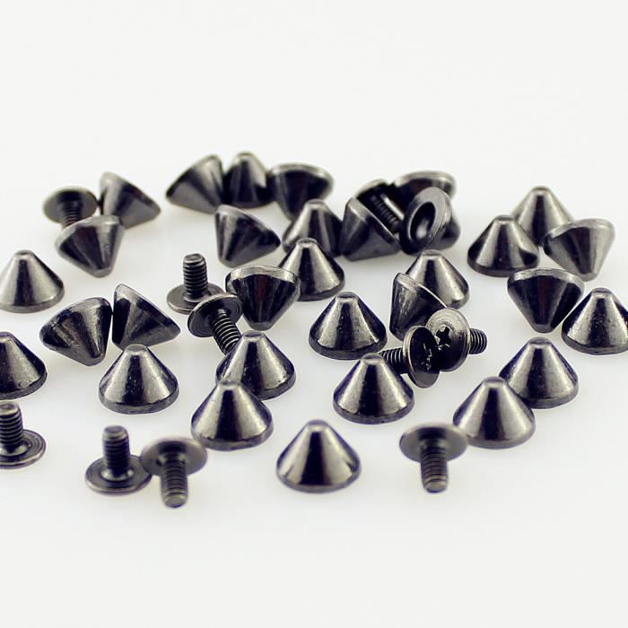 RIVET,gunblackRivets pour cuir 9x6mm, pointes argentées et dorées