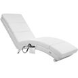 Méridienne London Chaise longue d’intérieur design avec fonction de massage chauffage Fauteuil relax salon blanc-1