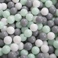 KiddyMoon 100-6Cm Balles Colorées Plastique Pour Piscine Enfant Bébé Fabriqué En EU, Blanc-Gris-Menthe-1