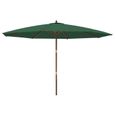 Parasol de jardin - VIDAXL - Mât en bois vert - 400x273 cm - Anti-UV et anti-décoloration-1