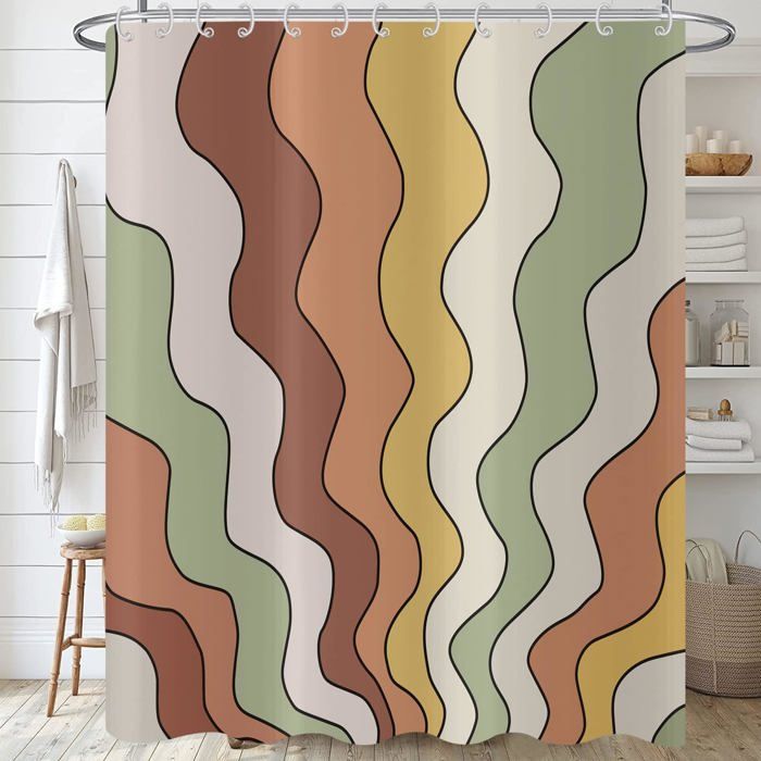 Rideau De Douche Boho Hnmdmyi 180x200 Cm - Feuilles Tropicales Bleu Marine Or Rose, Imperméable Et Lavable