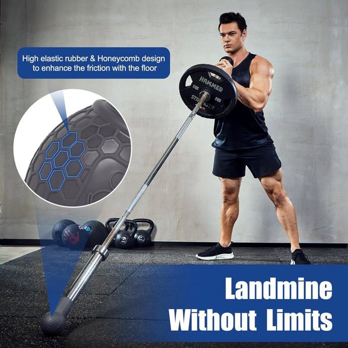 Colaxi Support D'haltère Landmine, Base En Caoutchouc, Compatible Avec Barre De 6,5 Cm, Barre D'haltère Pivotante Au Sol Pour Les Rangées, Les