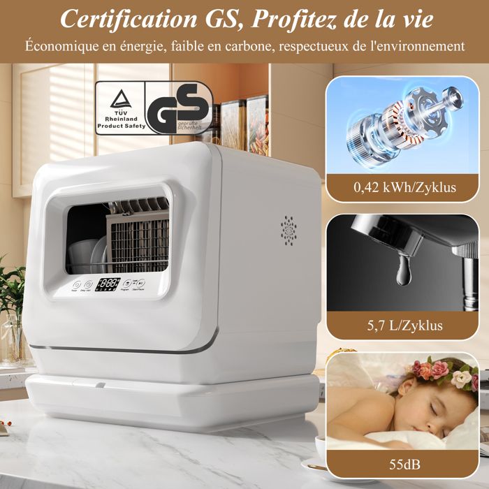 Mini Lave-vaisselle De Table 1500 W Avec Stérilisation UV Et Système