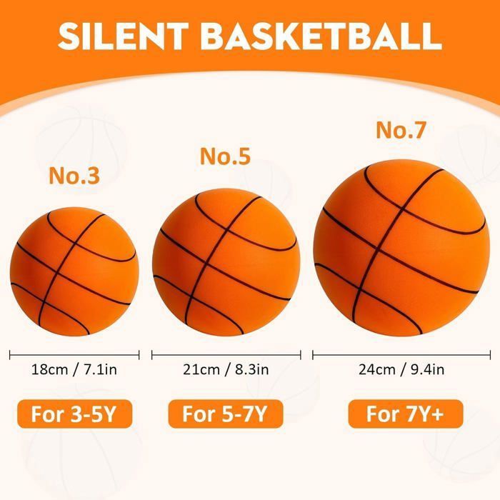 Silent Basketball 2026 – Geräuschloser Schaumstoffball, Größe 3/5/7, Weich & Leicht, Kein Aufpumpen – Für Indoor-Dribbling & Training, Mit Aufbewahrungsbeutel