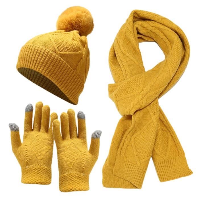 Bonnet homme femme hiver bonnets écharpe gants ensemble protection contre  le froid coupe-vent chaud confortable stretch doux bonnet écharpe et gants